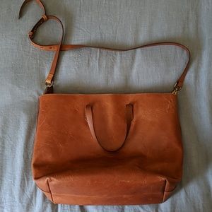 Madewell zip crossbody transport tote brown